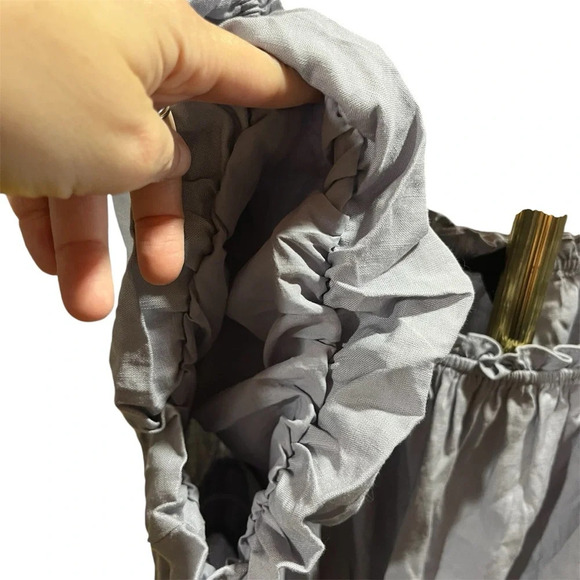 TORRID ~ Grey Peasant Top with Smocked Middle and Puff Sleeves Linen Blend - Picture 3 of 11